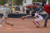 Jo Eason/Special to the Pahrump Valley Times Beatty leadoff hitter Fabian Perez bats against To ...