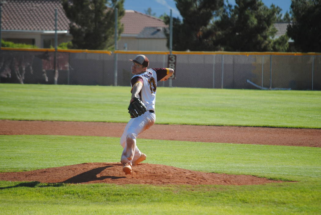 Charlotte Uyeno/Pahrump Valley Times Pahrump Valley's Cyle Havel recorded 5 strikeouts in 2 inn ...