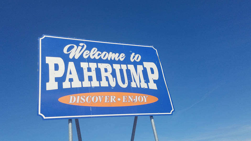 David Jacobs/Pahrump Valley Times Welcome and other signage that sits along the roadway on the ...