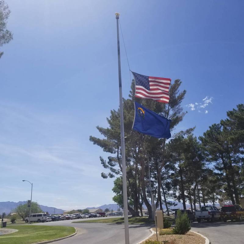 David Jacobs/Pahrump Valley Times Gov. Steve Sisolak was ordering the flags to half-staff to ho ...