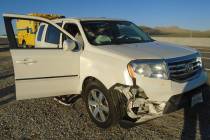 Special to the Pahrump Valley Times The impact of tire debris caused the activation of an SUV's ...