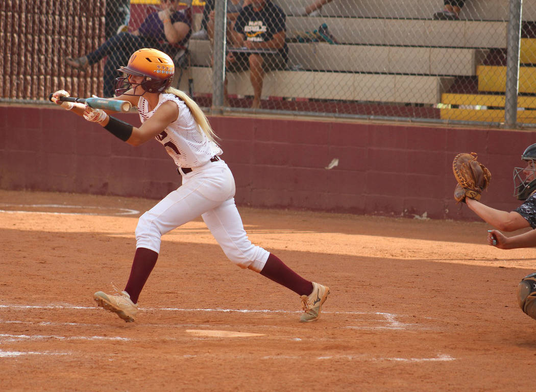 Cassondra Lauver/Special to the Pahrump Valley Times Pahrump Valley leadoff hitter Tereena Mart ...