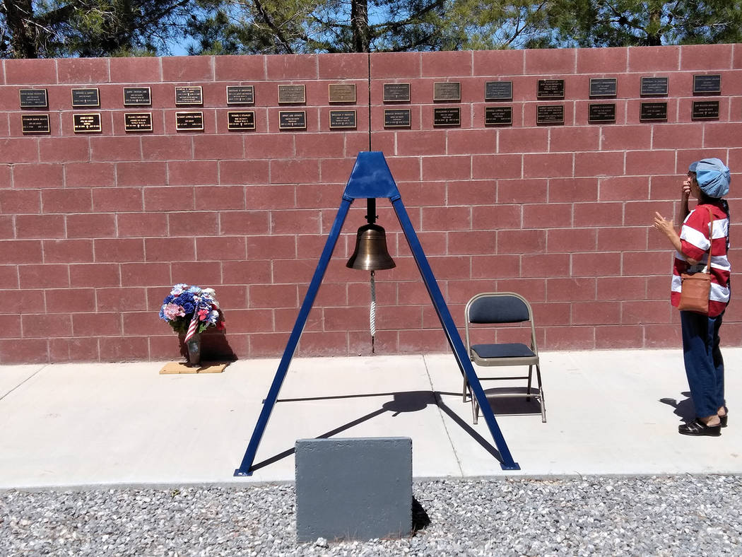 Selwyn Harris/Pahrump Valley Times A bell tolled continuously throughout Memorial Day in 2018, ...