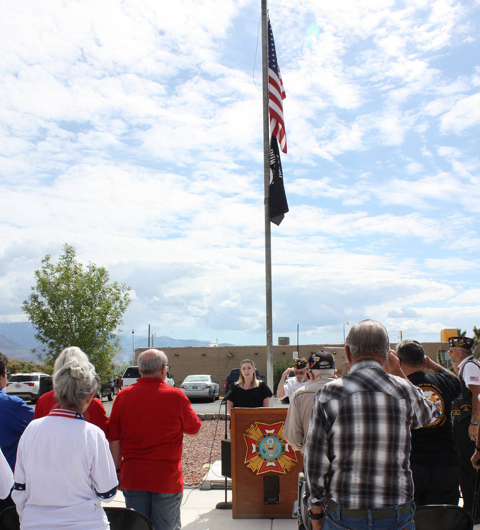 Robin Hebrock/Pahrump Valley Times Attendees of the Veterans of Foreign Wars Post #10054 stand ...
