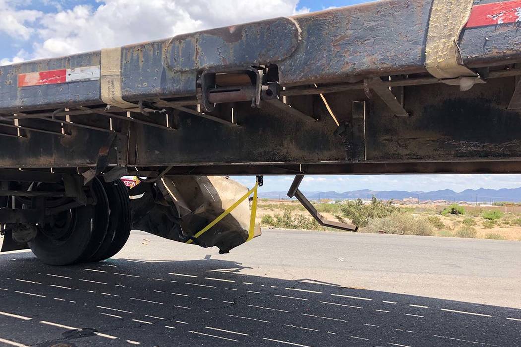 The Nevada Highway Patrol is investigating an injury crash involving a semitrailer hauling doub ...