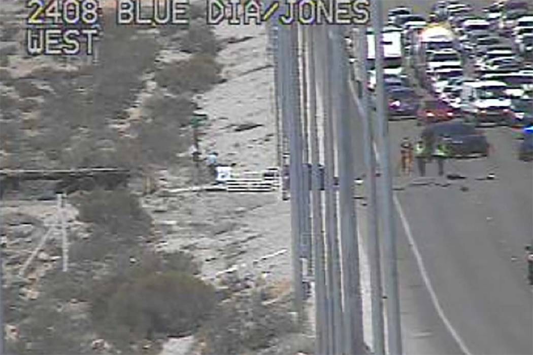 The Nevada Highway Patrol is investigating an injury crash involving a semitrailer hauling doub ...