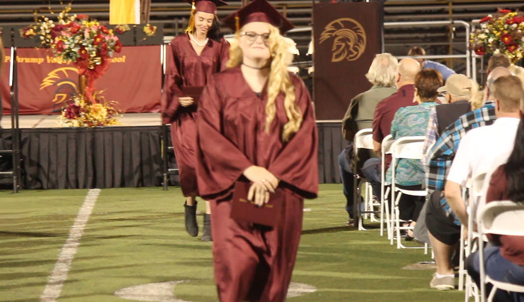 Jeffrey Meehan/Pahrump Valley Times Pahrump Valley High School graduates walked across the stag ...