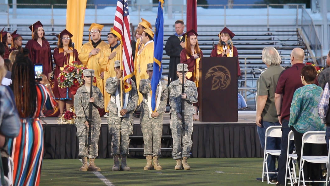 Jeffrey Meehan/Pahrump Valley Times The national anthem was sung at the start of the 2019 gradu ...