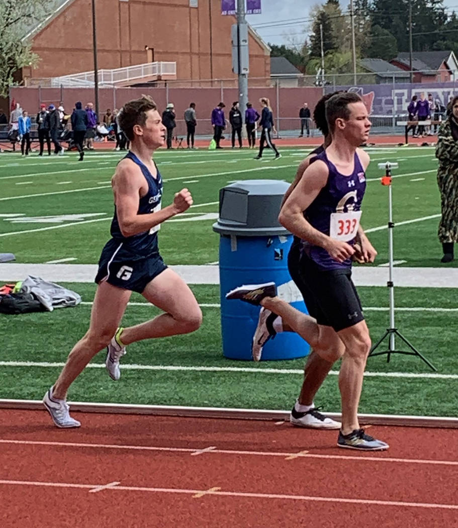 Special to the Pahrump Valley Times College of Idaho freshman Bryce Odegard, right, competed in ...
