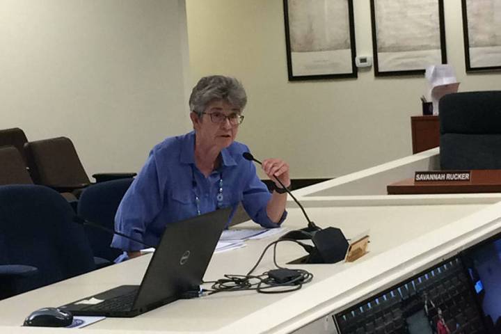 Robin Hebrock/Pahrump Valley Times Fifth Judicial District Court Judge Kim Wanker went before t ...