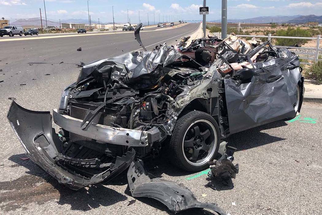 Woman dies days after car-truck crash along Nevada 160 in Clark County