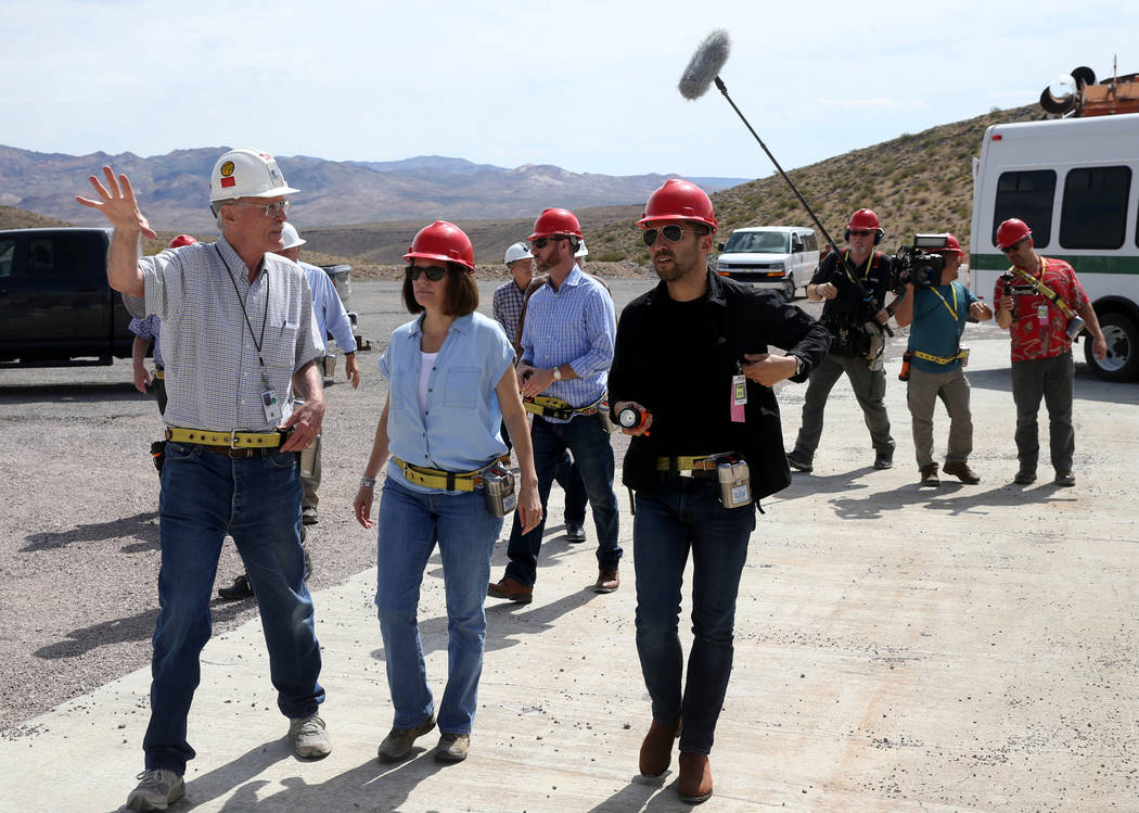 U.S. Sen. Catherine Cortez Masto, D-Nev., gets a tour of Yucca Mountain 90 miles northwest of L ...