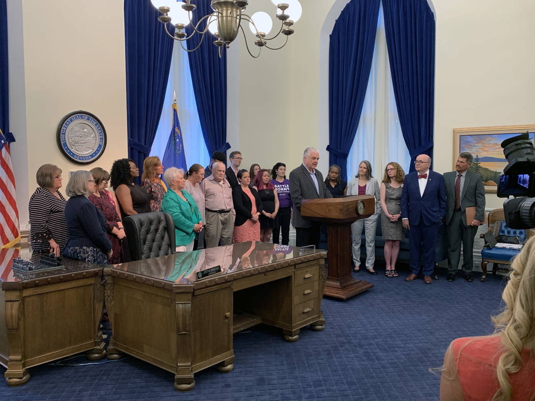 Gov. Steve Sisolak signed a number of bills in Carson City Wednesday including three dealing wi ...