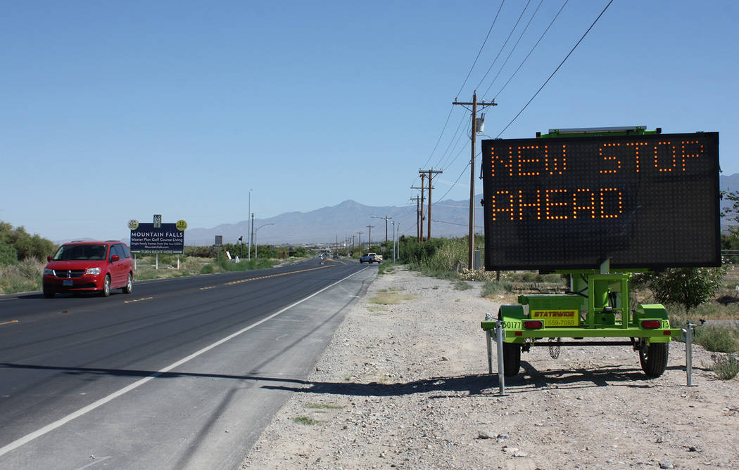 Robin Hebrock/Pahrump Valley Times New stops signs are going up around town, with notifications ...