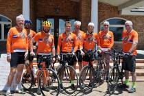 Horace Langford Jr./Pahrump Valley Times Fuller Center Bike Adventure riders Friday at the Salv ...