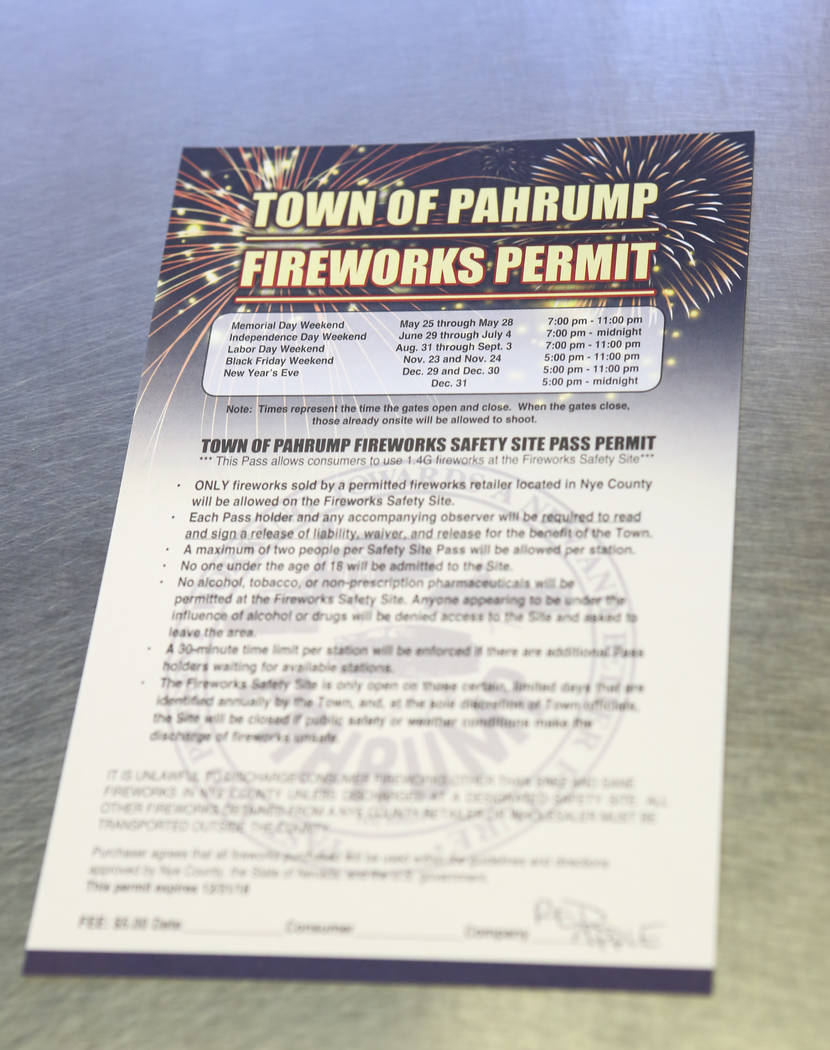 Chase Stevens Las Vegas Review-Journal A fireworks permit, which can be purchased for $5 at loc ...