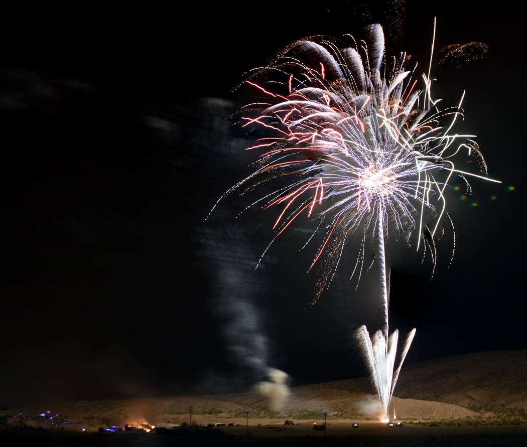 Richard Stephens/Special to the Pahrump Valley Times This file photo shows fireworks launched i ...