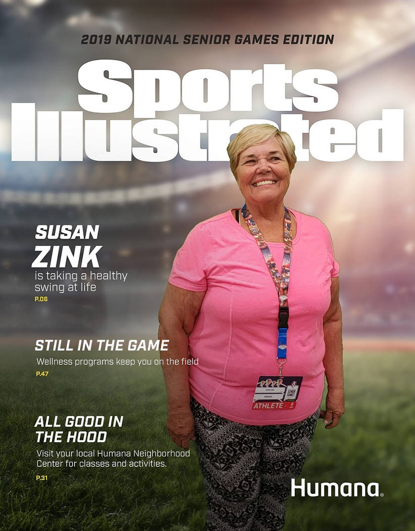 Special to the Pahrump Valley Times Susan Zink of Pahrump poses for a mock Sports Illustrated c ...