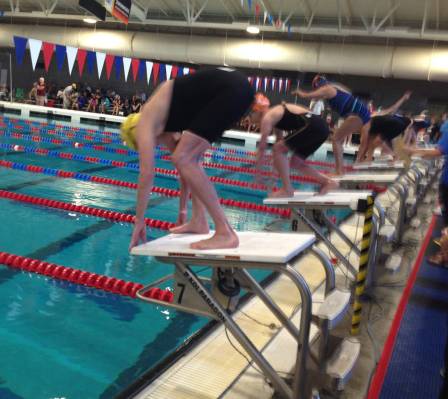 Special to the Pahrump Valley Times Swimmers take their marks during the National Senior Games ...