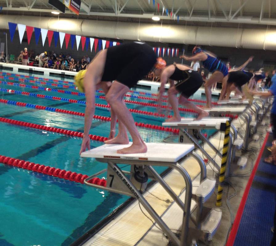 Special to the Pahrump Valley Times Swimmers take their marks during the National Senior Games ...
