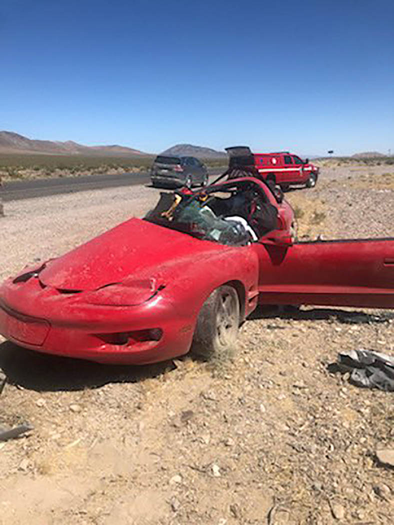 Nevada Highway Patrol A look at one of the vehicles involved in a fatal crash Monday along U.S. ...