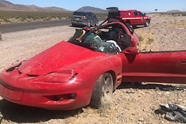 Nevada Highway Patrol A look at one of the vehicles involved in a fatal crash Monday along U.S. ...