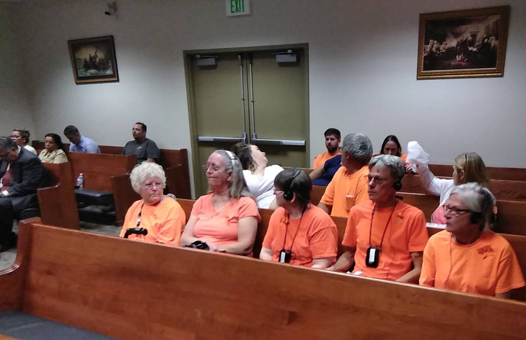 Selwyn Harris/Pahrump Valley Times Family and friends of Christina Weir wore orange shirts and ...