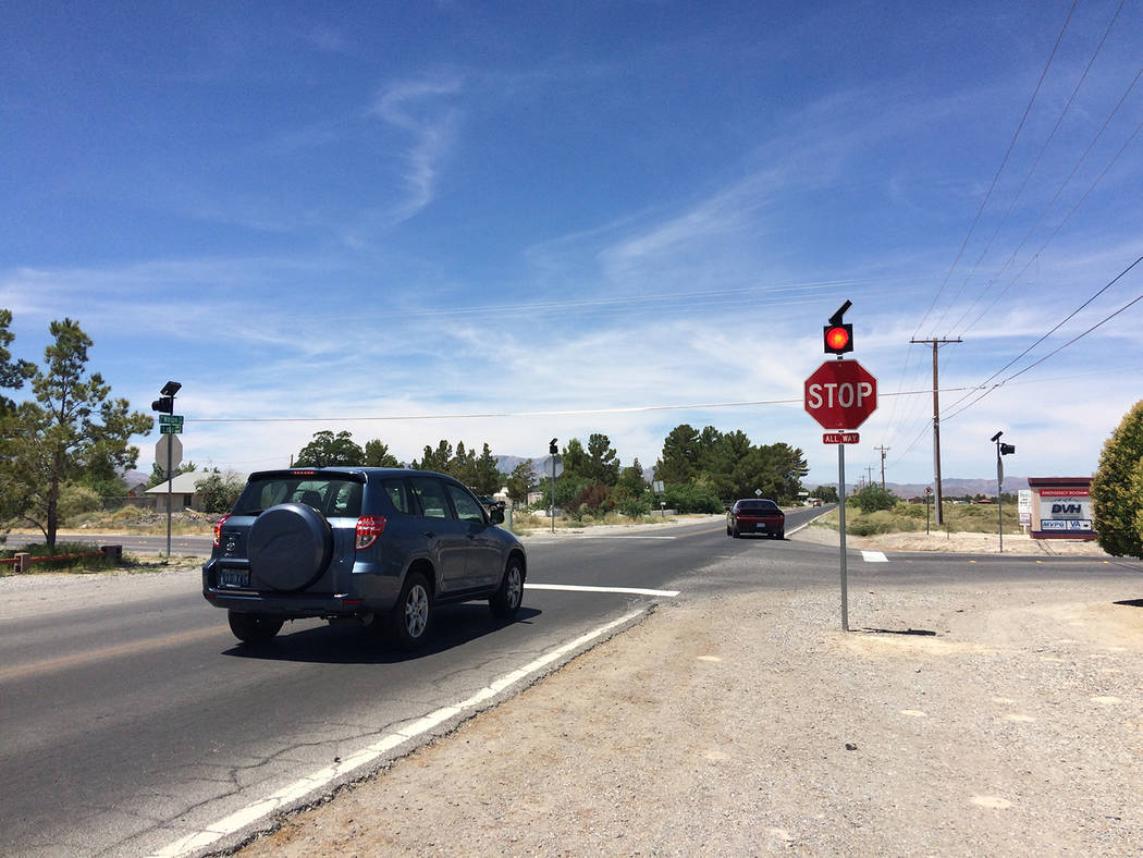 Robin Hebrock/Pahrump Valley Times New stops signs were also added to the intersection of Wilso ...