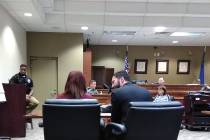 Selwyn Harris/Pahrump Valley Times Defense Attorney Adam M. Vander Heyden, seated at right, co ...