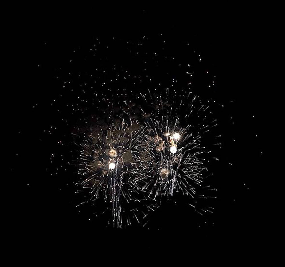 Horace Langford Jr./Pahrump Valley Times Fireworks shimmer against the black backdrop of a comp ...