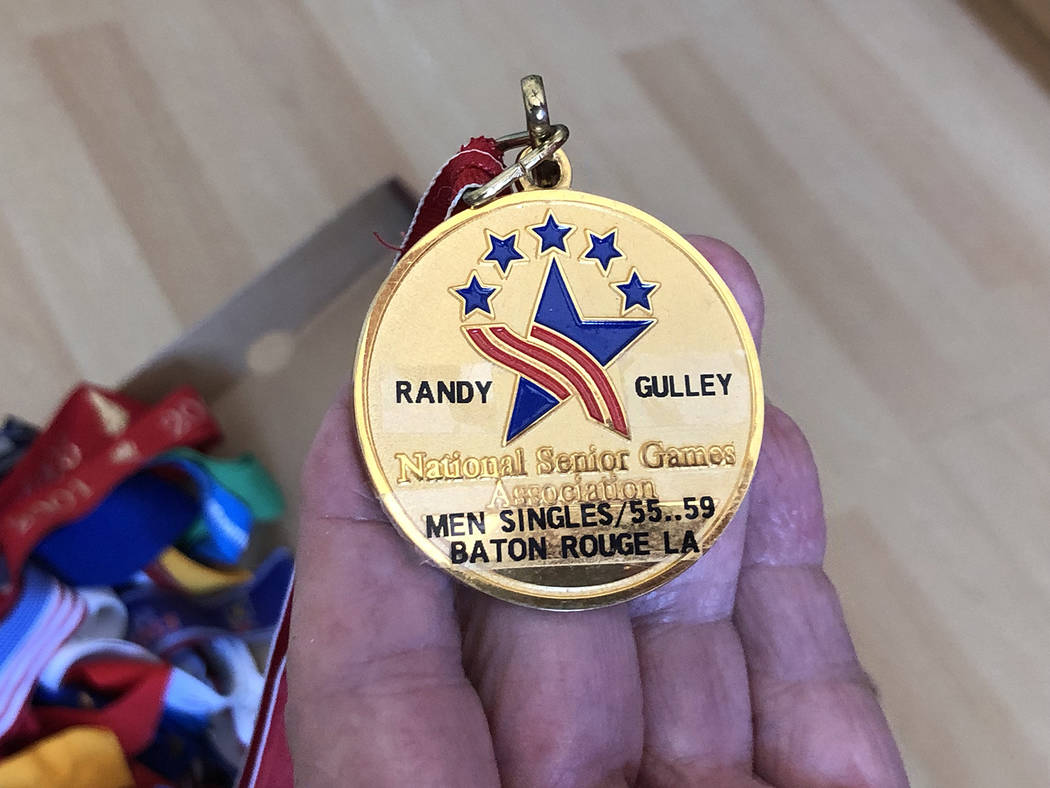 Tom Rysinski/Pahrump Valley Times Pahrump resident Randy Gulley shows off the gold medal he won ...