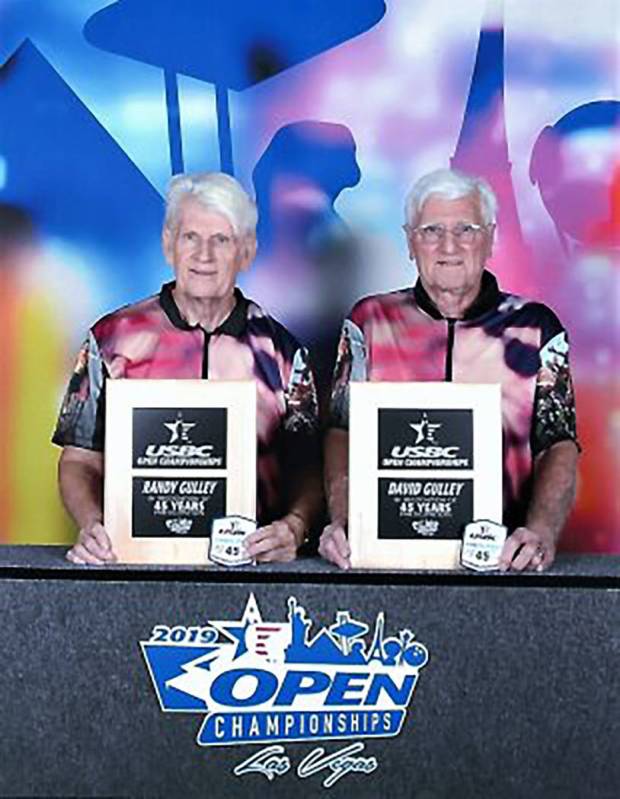 Special to the Pahrump Valley Times David and Randy Gulley with their 45-year plaques at the Un ...