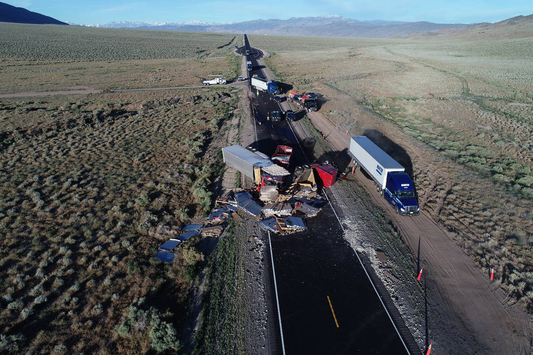 Nevada Highway Patrol Due to the extent of the debris, U.S. 6 was closed for an extended period ...