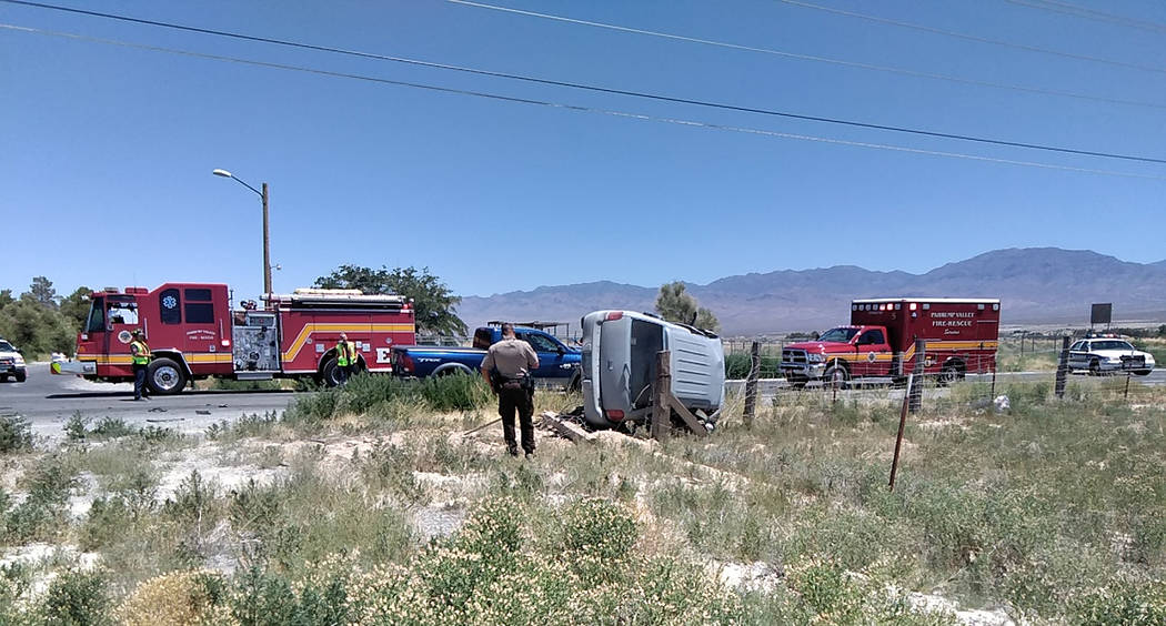 Selwyn Harris/Pahrump Valley Times No serious injuries were reported following a two-vehicle cr ...
