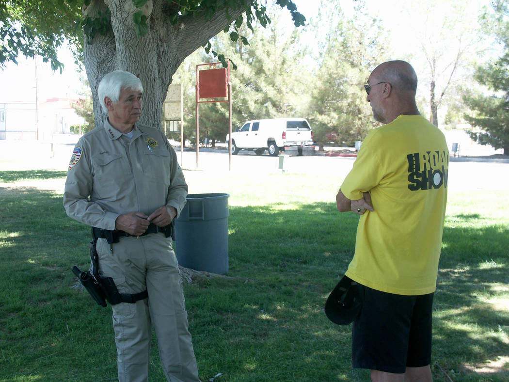 Selwyn Harris/Pahrump Valley Times In this 2014 photo, Nye County Sheriff Tony DeMeo (left) is ...