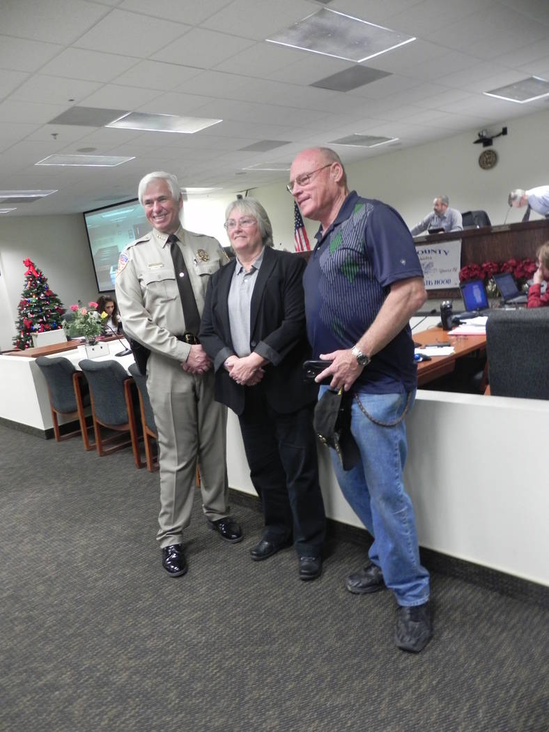 Mark Waite/Pahrump Valley Times This 2014 file photo shows outgoing sheriff Tony DeMeo, at lef ...