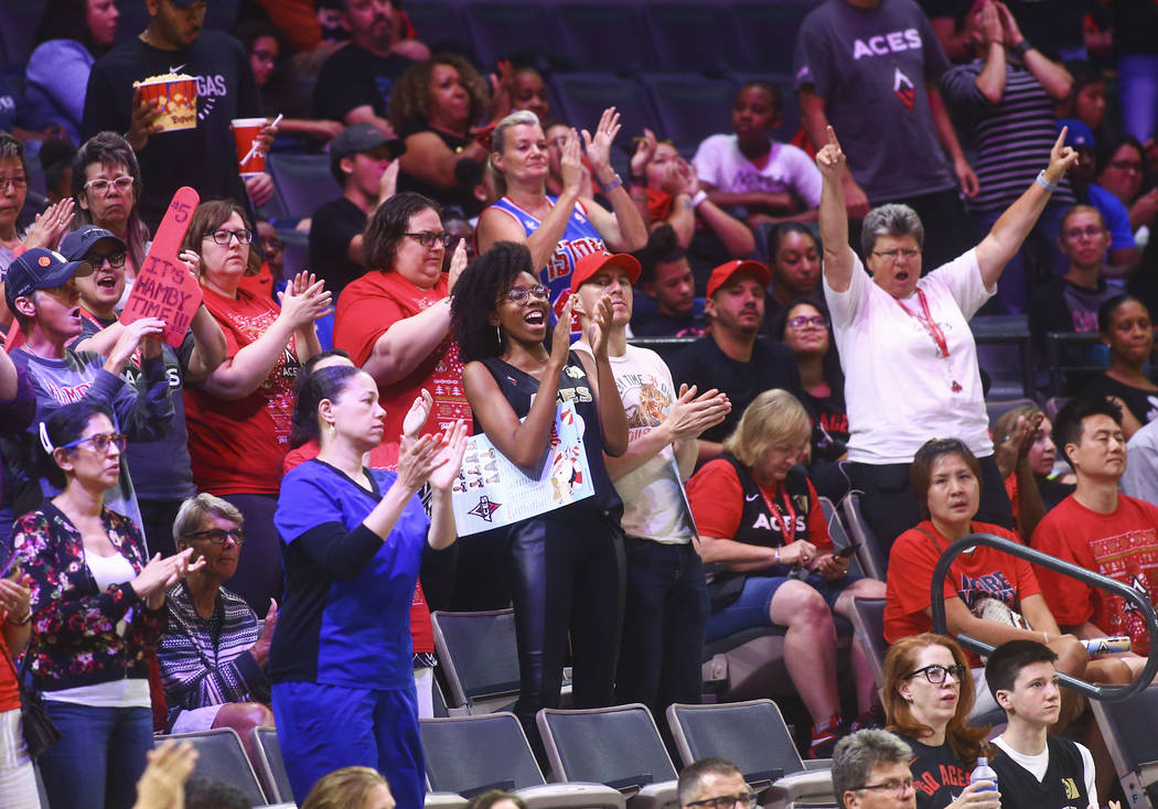 Chase Stevens/Las Vegas Review-Journal Las Vegas Aces fans cheer during the second half of a WN ...