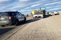 David Jacobs/Pahrump Valley Times The scene of a crash along U.S. Highway 95/6 in rural Nevada ...