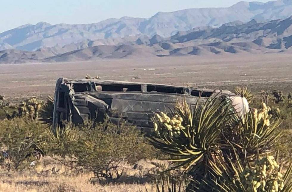 An airman from Nellis Air Force Base died in a rollover crash on U.S