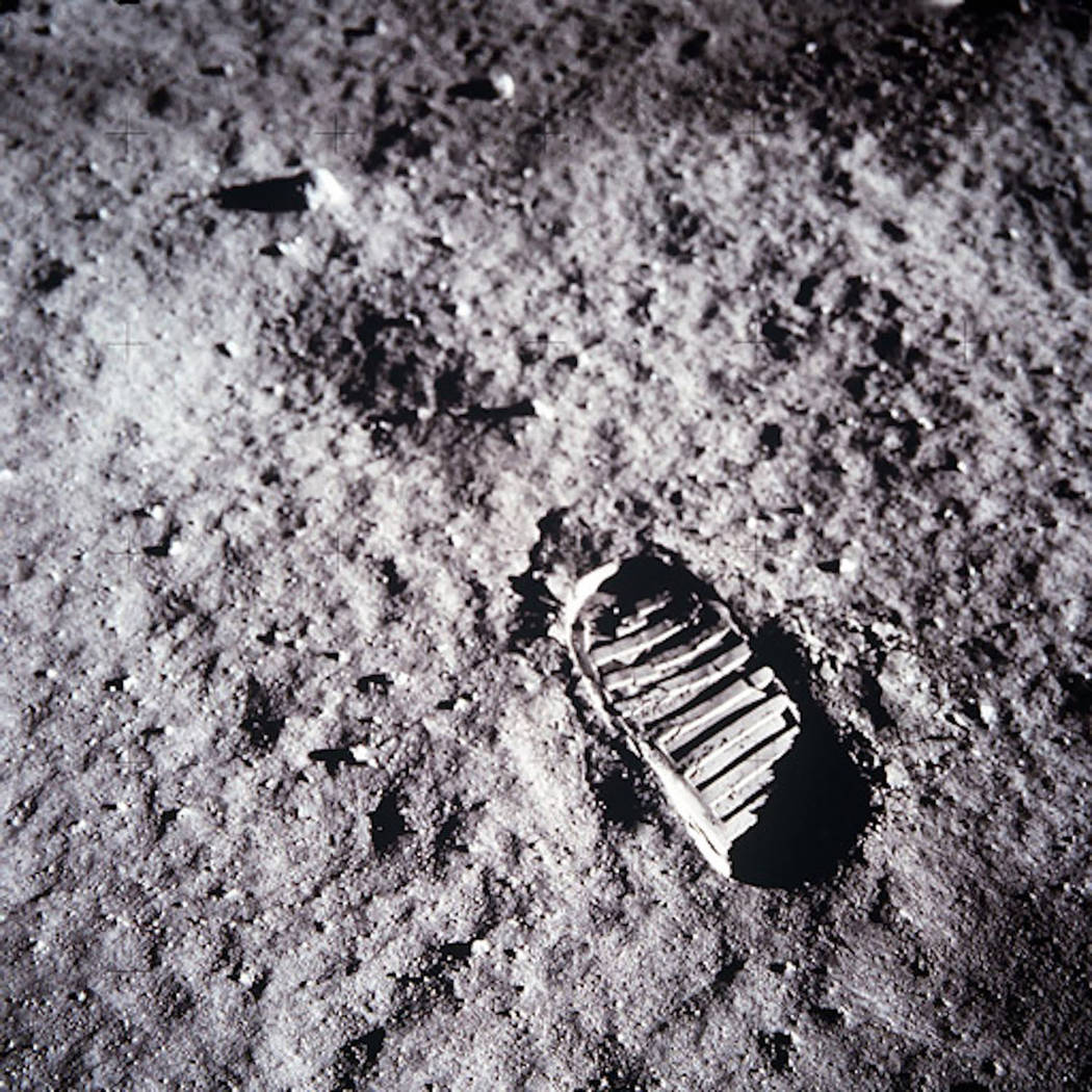 NASA photo One of the first steps taken on the Moon, this is an image of Buzz Aldrin's bootprin ...