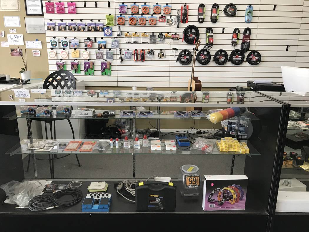 Jeffrey Meehan/Pahrump Valley Times Foxter Music sells guitars, amps, music accessories and oth ...