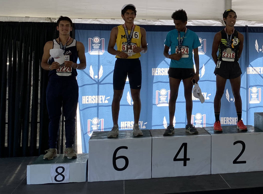 Special to the Pahrump Valley Times Jose Granados, left, on the medal stand after finishing eit ...