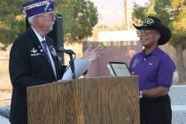 Robin Hebrock/Pahrump Valley Times Military Order of the Purple Heart Commander Dan Peterson, l ...