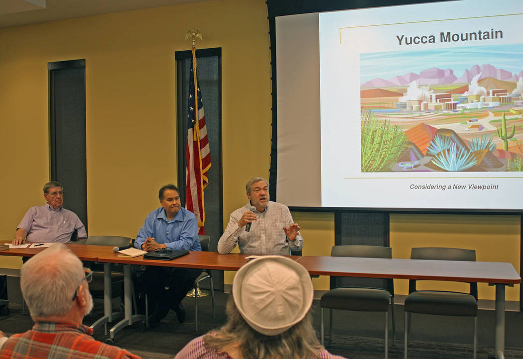 Robin Hebrock/Pahrump Valley Times The Yucca Mountain forum included several nuclear experts. S ...