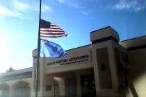 Jeffrey Meehan/Pahrump Valley Times Flags flew half-staff in Pahrump at Valley Electric Associa ...
