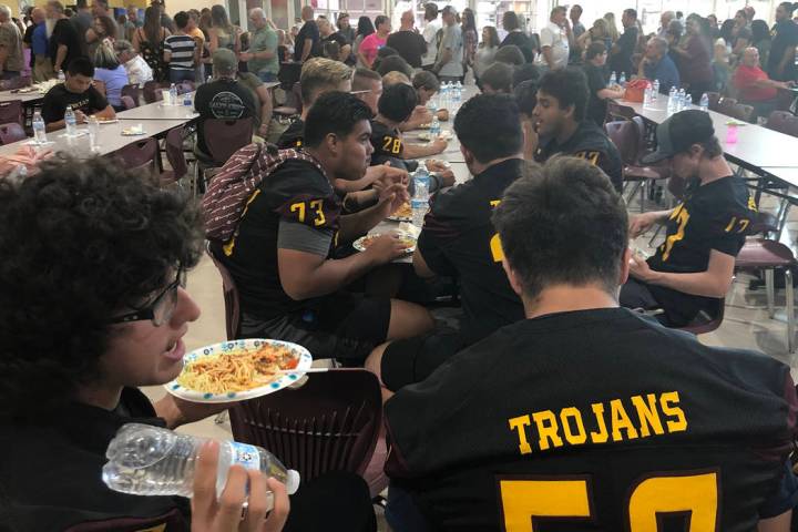 Tom Rysinski/Pahrump Valley Times Pahrump Valley High School football players were first in lin ...