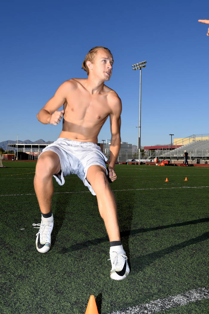 Peter Davis/Special to the Pahrump Valley Times Senior Tyler Clayton shows off his agility duri ...
