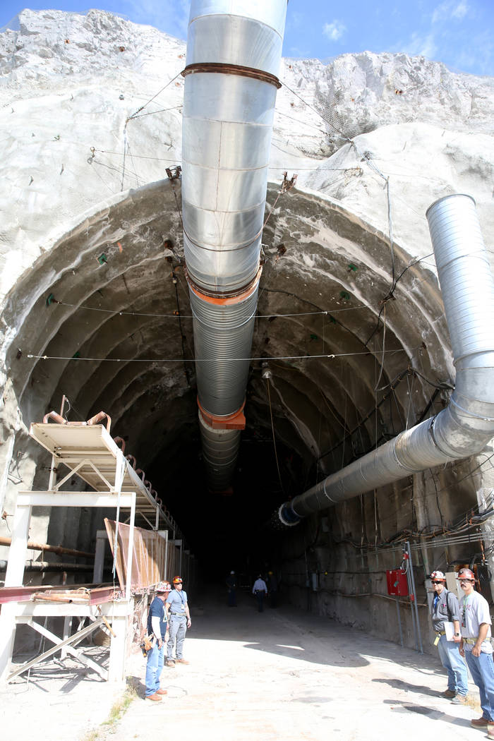 The north portal to a five mile tunnel in Yucca Mountain as shown during a tour in May 2019. (K ...