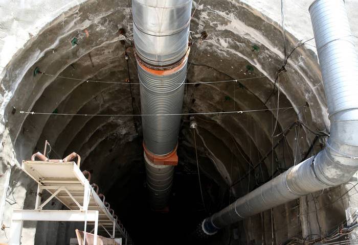 The north portal to a five mile tunnel in Yucca Mountain as shown during a tour in May 2019. (K ...