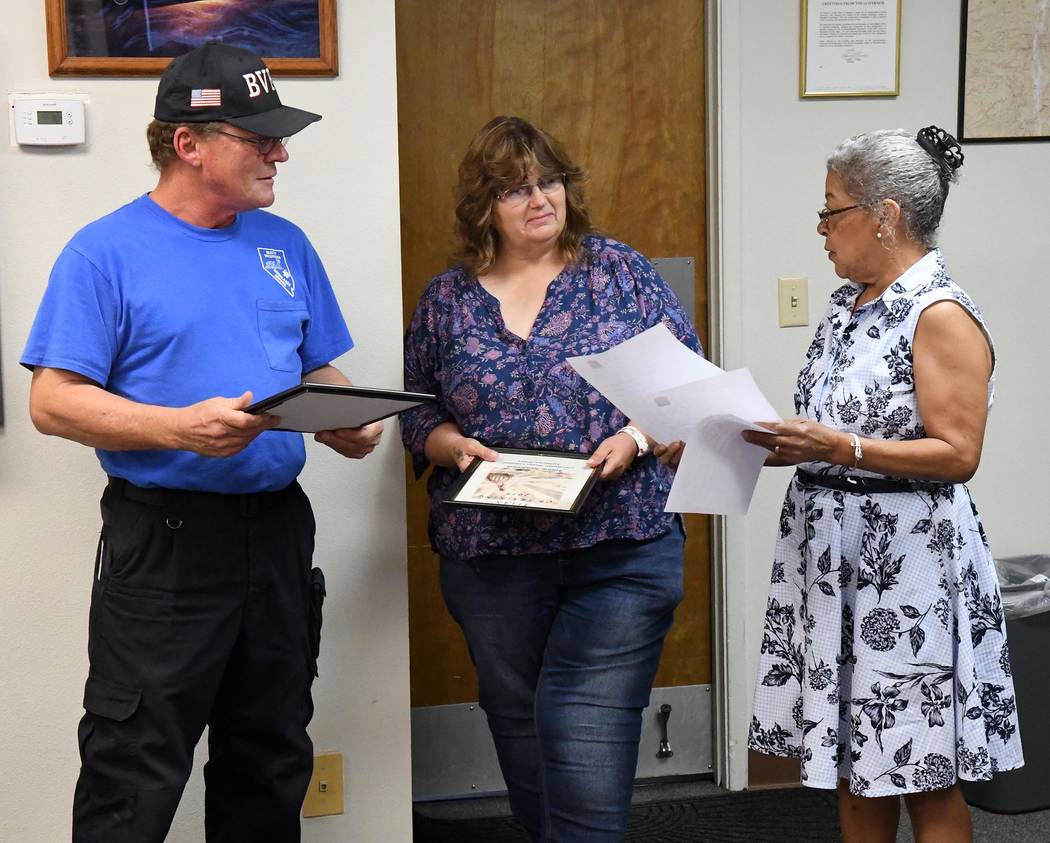 Richard Stephens/Special to the Pahrump Valley Times Volunteer Fire Department Chief Mike Harmo ...